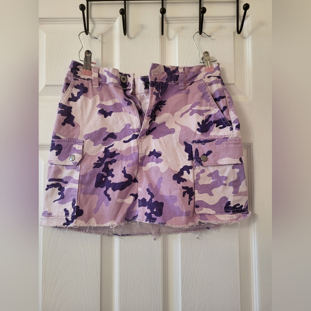 Bluenotes Purple Camo Mini Skirt - Picture 1 of 4